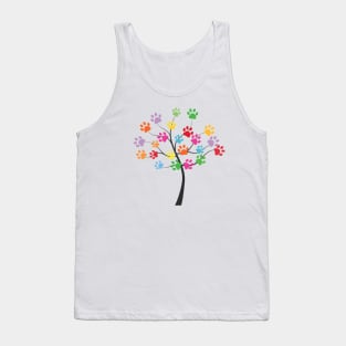 Tree with colorful paw prints Tank Top